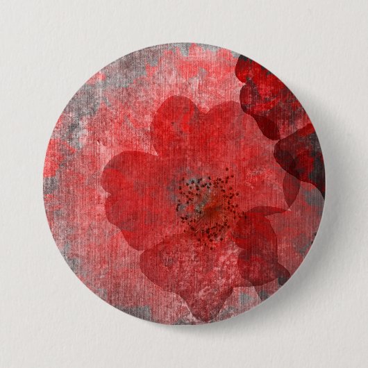 Red Grey Black Grunge Digital Graphic Art Design Ronde Button 7,6 Cm (Voorkant)