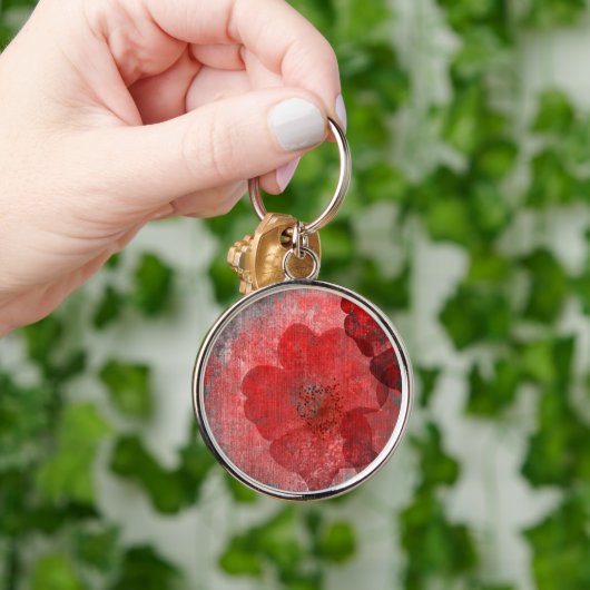 Red Grey Black Grunge Digital Graphic Art Design Sleutelhanger (Hand)