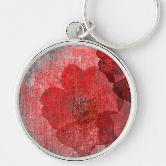 Red Grey Black Grunge Digital Graphic Art Design Sleutelhanger (Voorkant)