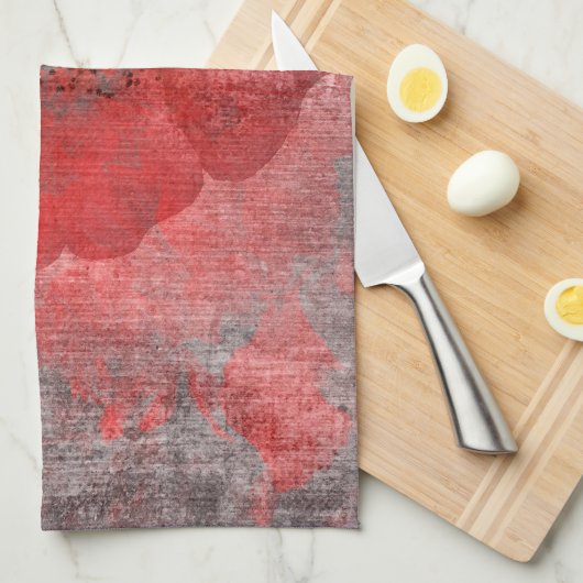 Red Grey Black Grunge Digital Graphic Art Design Theedoek (Quarter Fold)