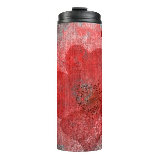 Red Grey Black Grunge Digital Graphic Art Design Thermosbeker (Voorkant)