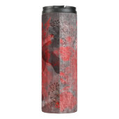 Red Grey Black Grunge Digital Graphic Art Design Thermosbeker (Achterkant)