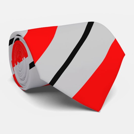 Red Grey Black Striped Stropdas (Opgerold)