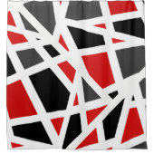 Red Grey Black White Geometric 2 Douchegordijn (Voorkant)