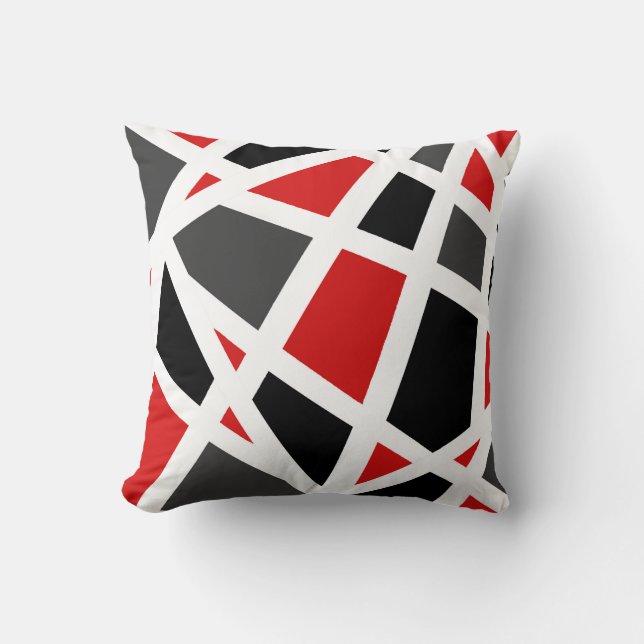 Red Grey Black White Geometric 2 Kussen (Voorkant)