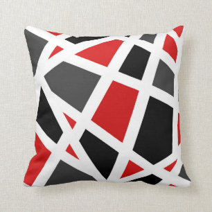 Red Grey Black White Geometric 2 Kussen