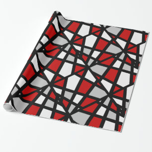 Red Grey Black White Geometric Pattern Cadeaupapier