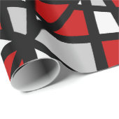 Red Grey Black White Geometric Pattern Cadeaupapier (Rol Hoek)