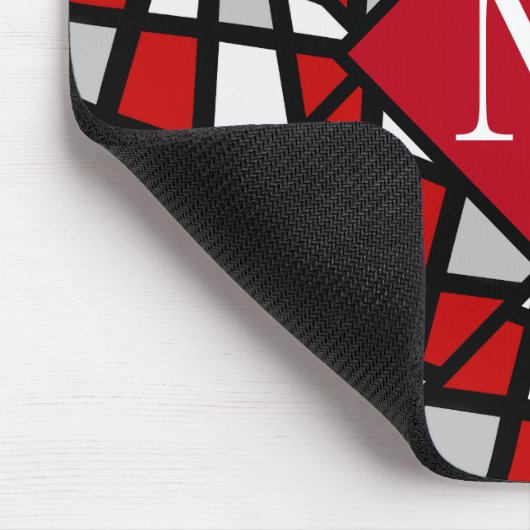 Red Grey Black White Geometric Pattern Muismat (Hoek)