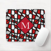 Red Grey Black White Geometric Pattern Muismat (Met muis)