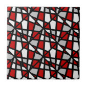 Red Grey Black White Geometric Pattern Tegeltje (Voorkant)