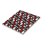 Red Grey Black White Geometric Pattern Tegeltje (Zijkant)