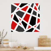 Red Grey Black White Poster (Keuken)