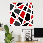 Red Grey Black White Poster (Thuiskantoor)