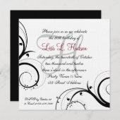 Red Grey Black White Swirls 50th Birthday Kaart (Voorkant / Achterkant)