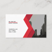 Red Grey Business Modern Card Visitekaartje (Achterkant)