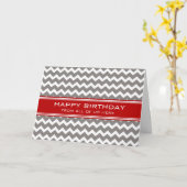 Red Grey Chevron Business van de Verjaardag van de Kaart (Gele Bloem)