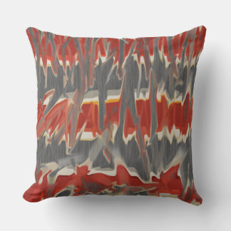 Red Grey Cream Abstract Tie Dye Look Buitenkussen