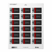 Red Grey Damask Adresetiketten - Etiket (Full Sheet)
