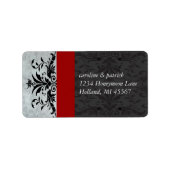 Red Grey Damask Adresetiketten - Etiket (Voorkant)