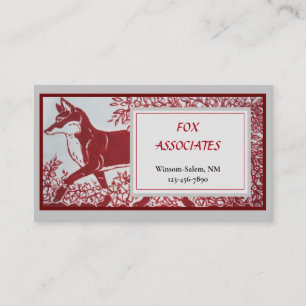 Red Grey Fox Ceramic Tile Design Elegant Animal Visitekaartje