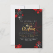 Red Grey Glitter Sparkles Merry Kerstry Custom Kaart (Voorkant)