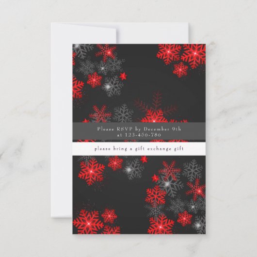 Red Grey Glitter Sparkles Merry Kerstry Custom Kaart (Achterkant)