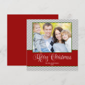 Red Grey Green Chevron kerstvierkant Feestdagenkaart (Voorkant / Achterkant)