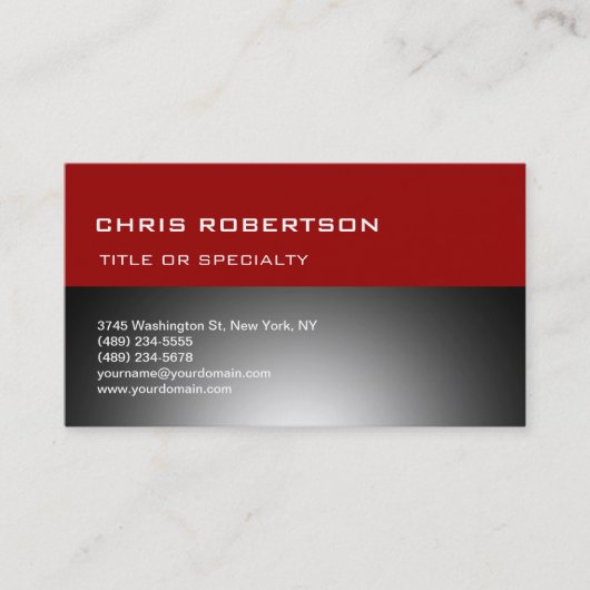Red Grey Modern Simple Plain Visitekaartje (Voorkant)