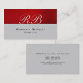 Red Grey Monogram Manager Visitekaartje (Voorkant / Achterkant)