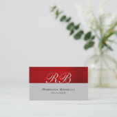 Red Grey Monogram Manager Visitekaartje (Staand voorkant)
