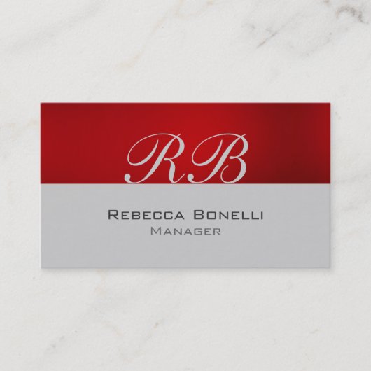 Red Grey Monogram Manager Visitekaartje (Voorkant)