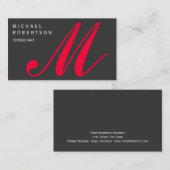 Red Grey Monogram Visitekaartje van standaardgroot (Voorkant / Achterkant)