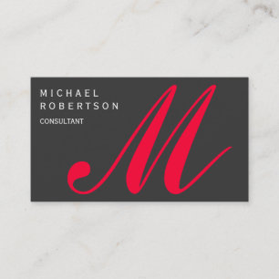 Red Grey Monogram Visitekaartje van standaardgroot