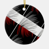 Red Grey Petal Design Acrylwandklok Keramisch Ornament (Voorkant)