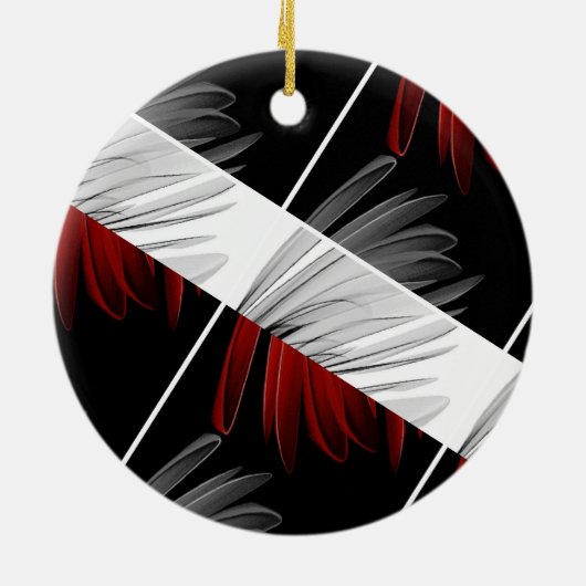 Red Grey Petal Design Acrylwandklok Keramisch Ornament (Achterkant)