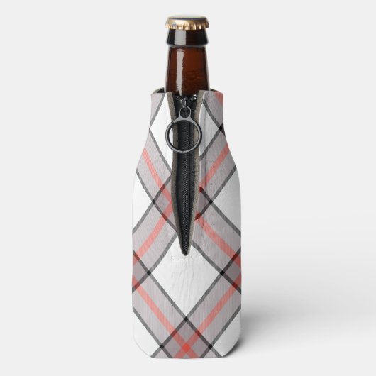 Red Grey Plaid Flesjeskoeler (Fles Achterkant)