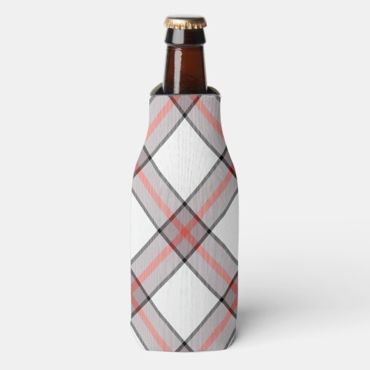Red Grey Plaid Flesjeskoeler (Fles Voorkant)