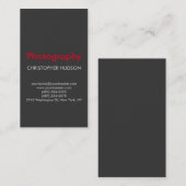 Red Grey Plain Fotografie Visitekaartje (Voorkant / Achterkant)