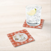 Red Grey Snowflakes Kerstmis Ice Schaats Monogram Kartonnen Onderzetters (Insitu)