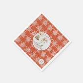 Red Grey Snowflakes Kerstmis Ice Schaats Monogram Servet (Hoek)