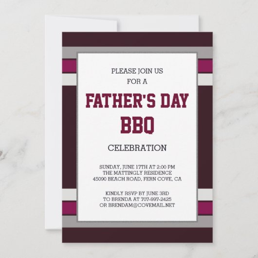 Red Grey Stripes Fathers Day Uitnodiging (Voorkant)