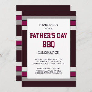Red Grey Stripes Fathers Day Uitnodiging