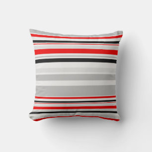 Red Grey Stripes Patroon Kussen