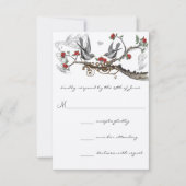 Red Grey  Tortelduifjes Forest Wedding Invite RSVP Kaartje (Voorkant)