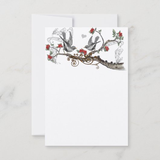 Red Grey  Tortelduifjes Forest Wedding Invite RSVP Kaartje (Achterkant)