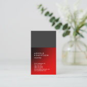 Red Grey Trendy Modern Professional Visitekaartje (Staand voorkant)