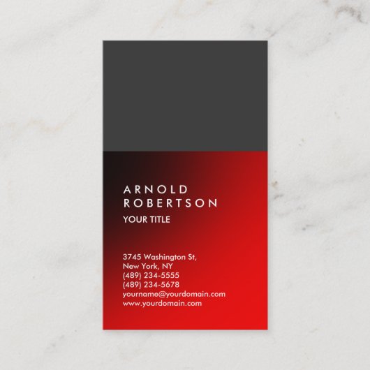 Red Grey Trendy Modern Professional Visitekaartje (Voorkant)