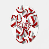 Red Grey volleyballen Een atleet naam Kepsake Metalen Ornament (Voorkant links)