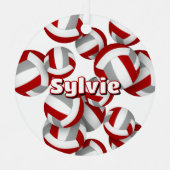 Red Grey volleyballen Een atleet naam Kepsake Metalen Ornament (Voorkant)